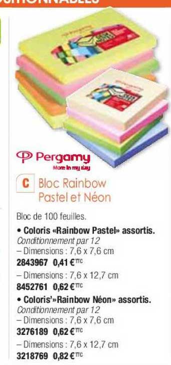 bloc rainbow pastel et néon pergamy more in my day