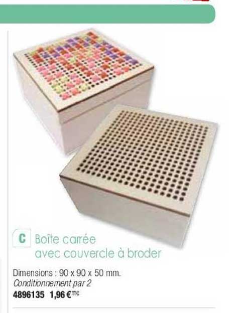 boite carrée avec couvercle à broder