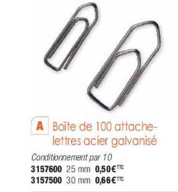 Boîte De 100 Attache-lettres Acier Galvanisé