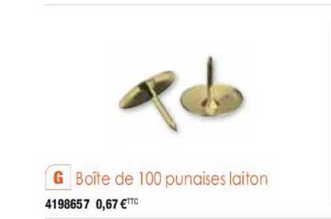 boîte de 100 punaises laiton