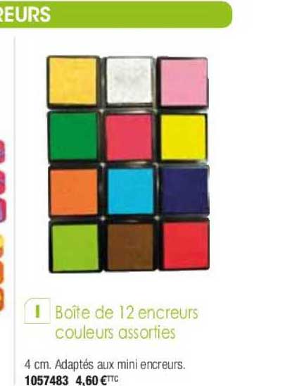 boîte de 12 encreurs couleurs assorties