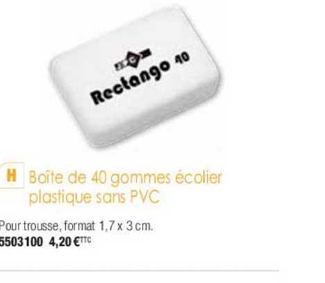 Boîte De 40 Gommes écolier Plastiques Sans Pvc