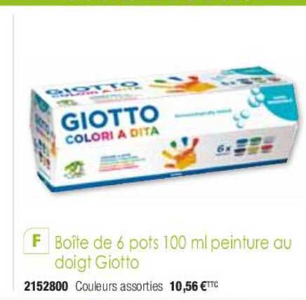 boîte de 6 pots 100 ml peinture au doigt giotto