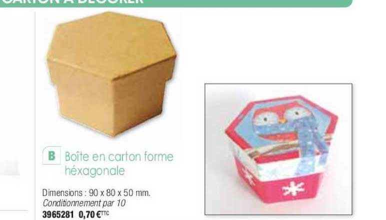 boîte en carton forme hexagonale