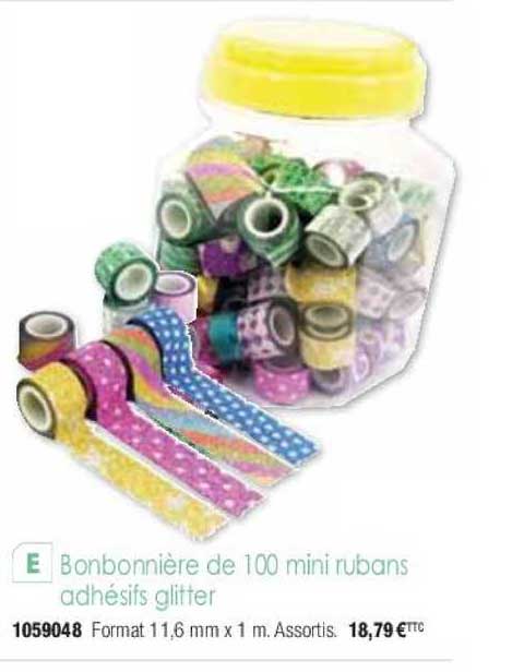 bonbonnière de 100 mini rubans adhésifs glitter