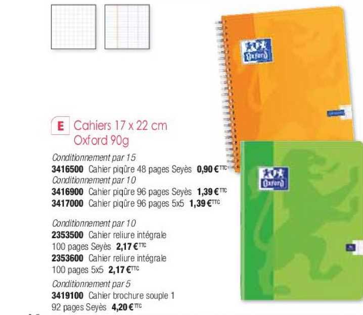cahiers 17x22 cm oxford 90g