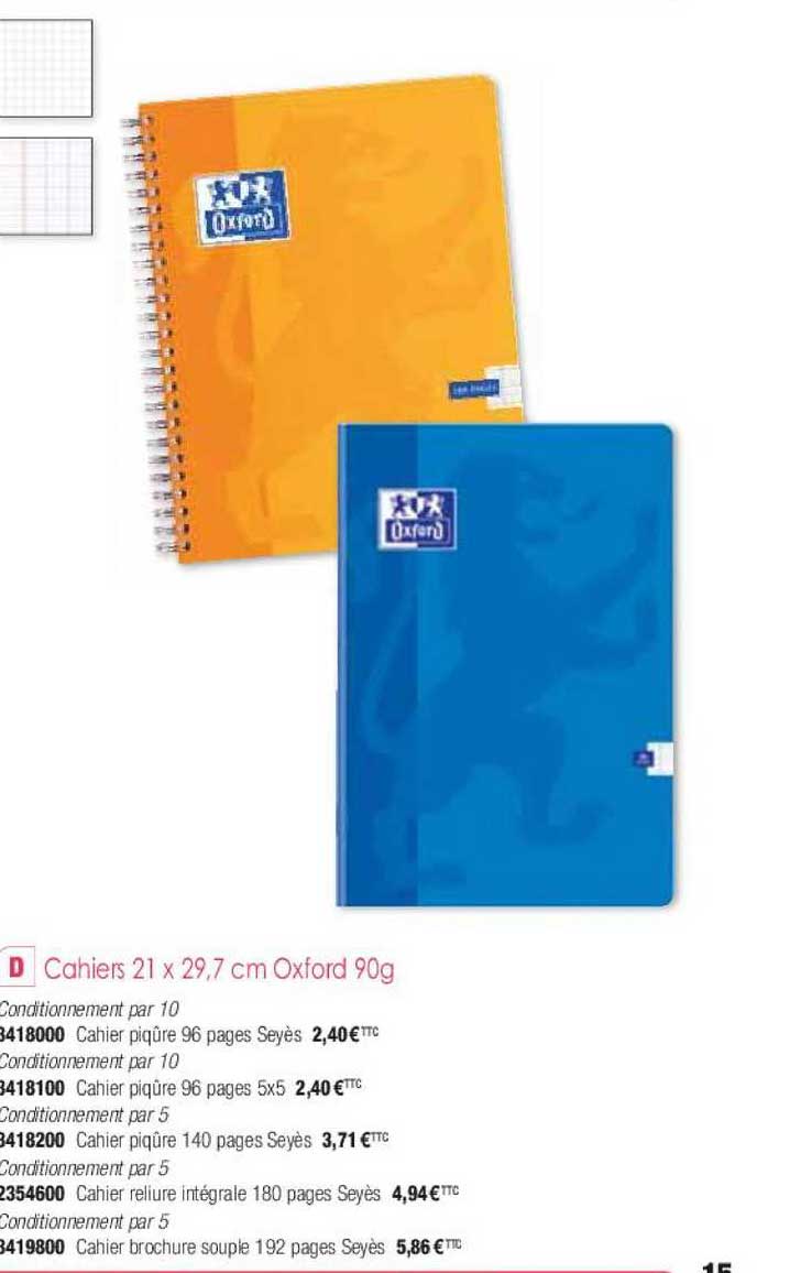 cahiers 21 x 29.7 cm oxford 90g