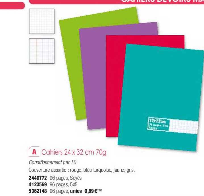 cahiers 24 x 32 cm 70g