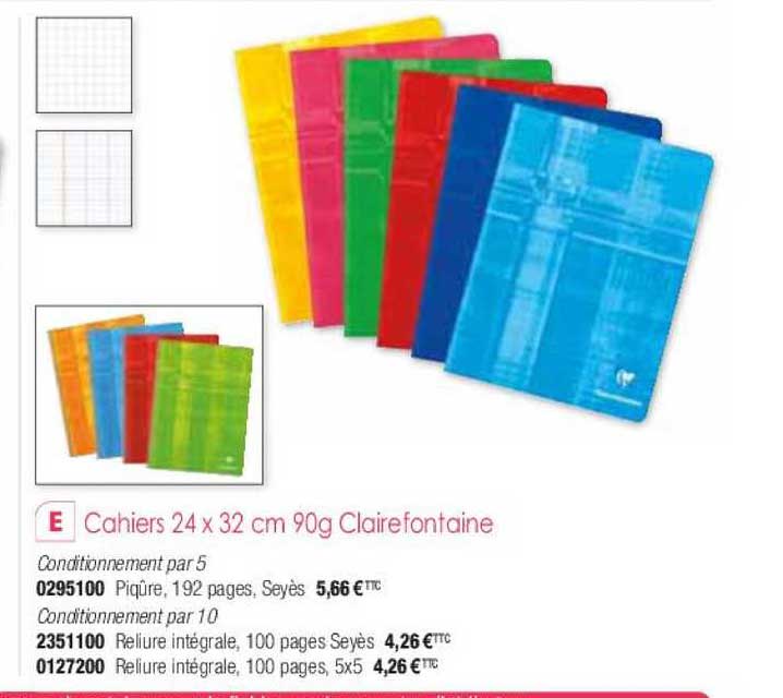 cahiers 24 x 32 cm 90g clairefontaine