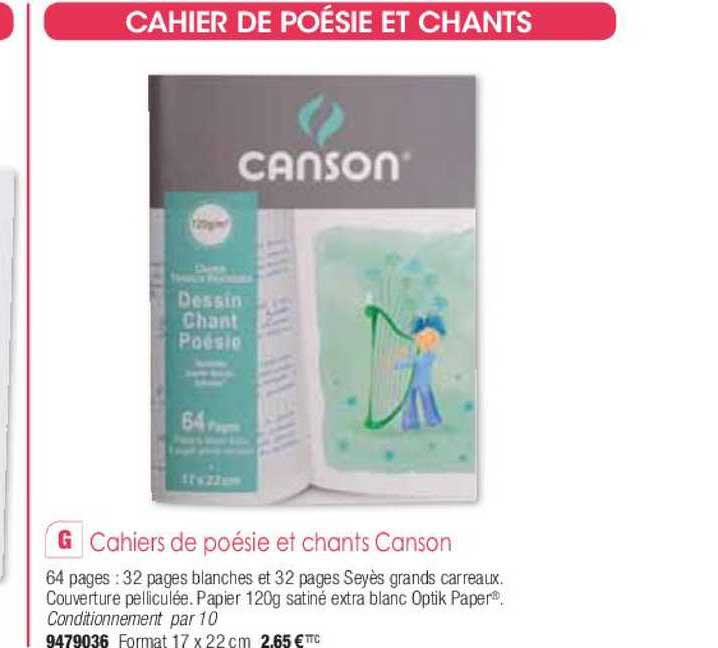 cahiers de poésie et chants canson