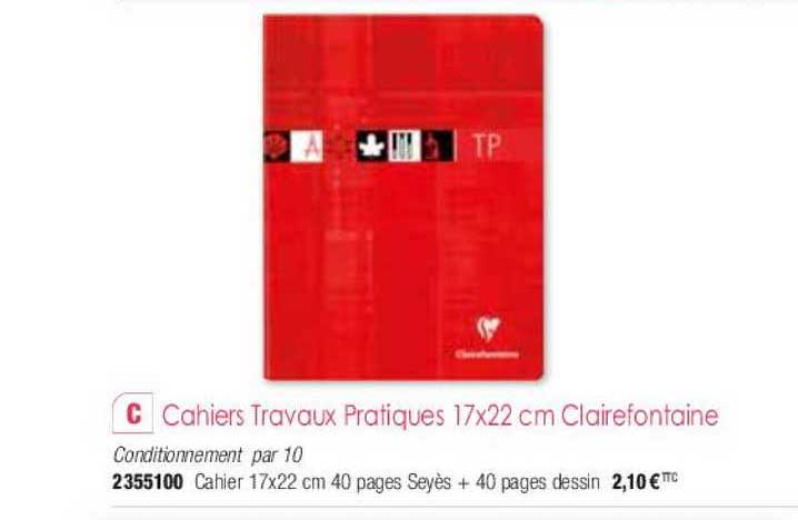 cahiers travaux pratiques 17x22 cm clairefontaine