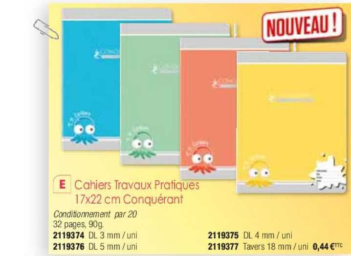 cahiers travaux pratiques 17x22 cm conquérant