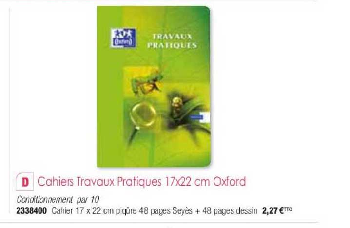 cahiers travaux pratiques 17x22 cm oxford