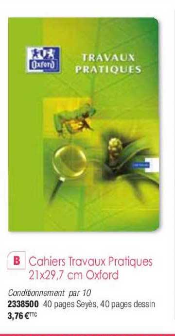 cahiers travaux pratiques 21x29.7 cm oxford