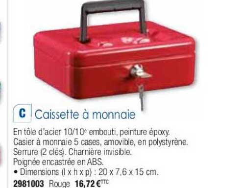 caissette à monnaie