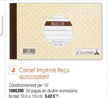 carnet imprimé reçu autocopiant