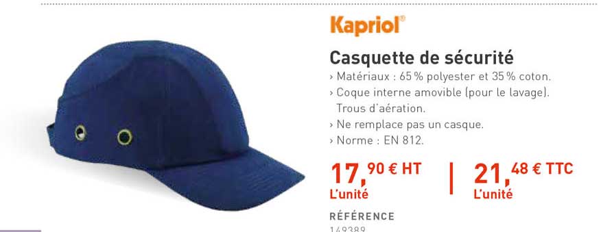 casquette de sécurité kapriol