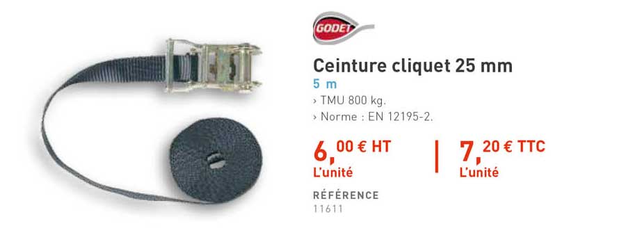 ceinture cliquet 25 mm godet