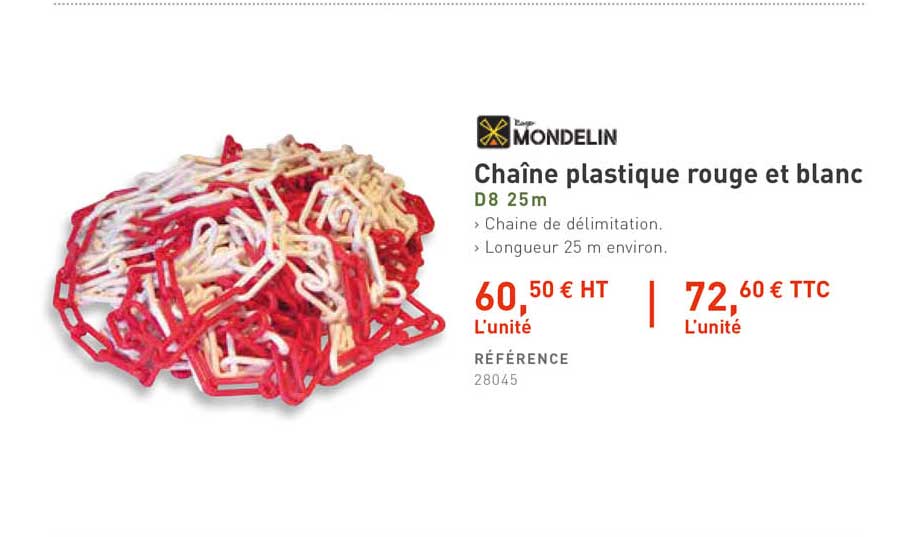 Chaîne Plastique Rouge Et Blanc Mondelin