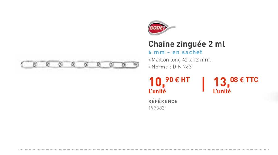 chaine zinguée 2 ml godet