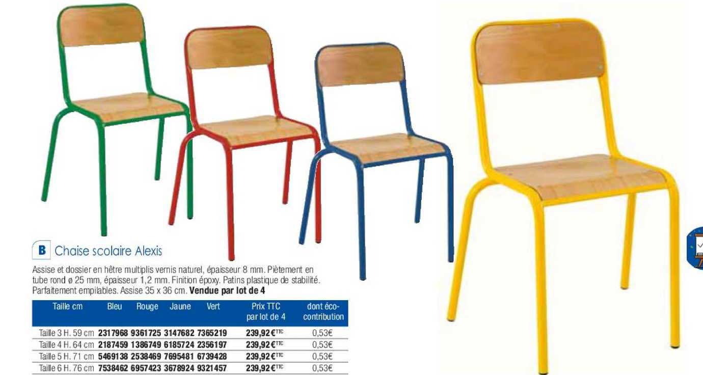 chaise scolaire alexis
