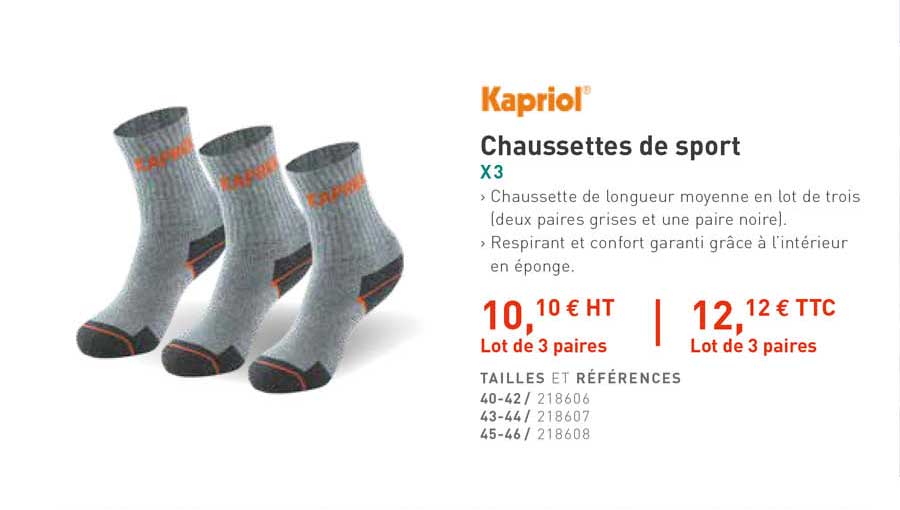 chaussettes de sports kapriol x3