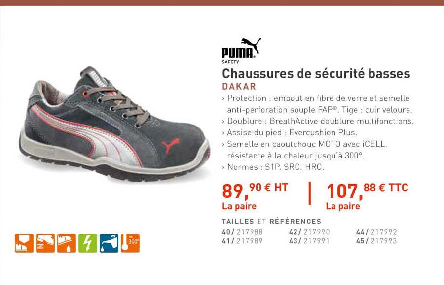 chaussures de sécurité basses dakar puma safety
