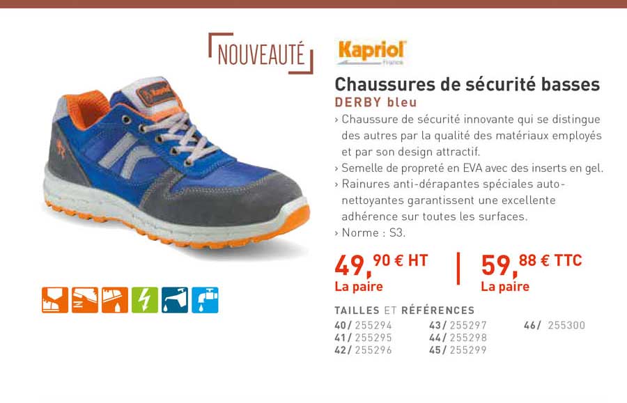 chaussures de sécurité basses derby bleu kapriol