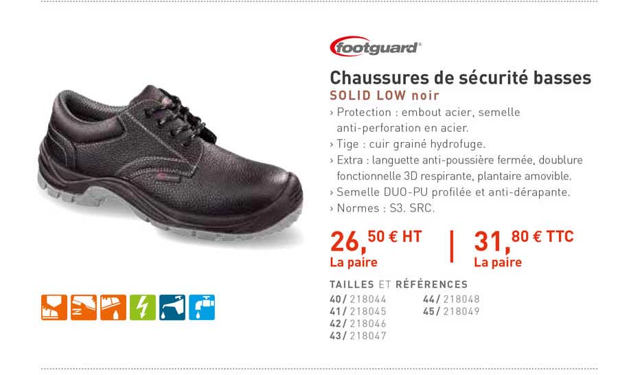 chaussures de sécurité basses solid low noir  fotguard