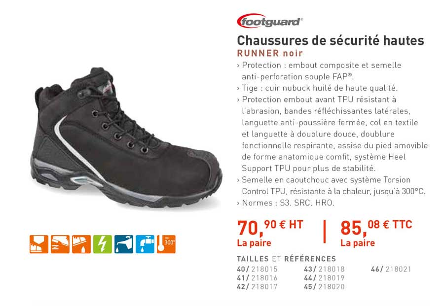chaussures de sécurité hautes runner noir footguard