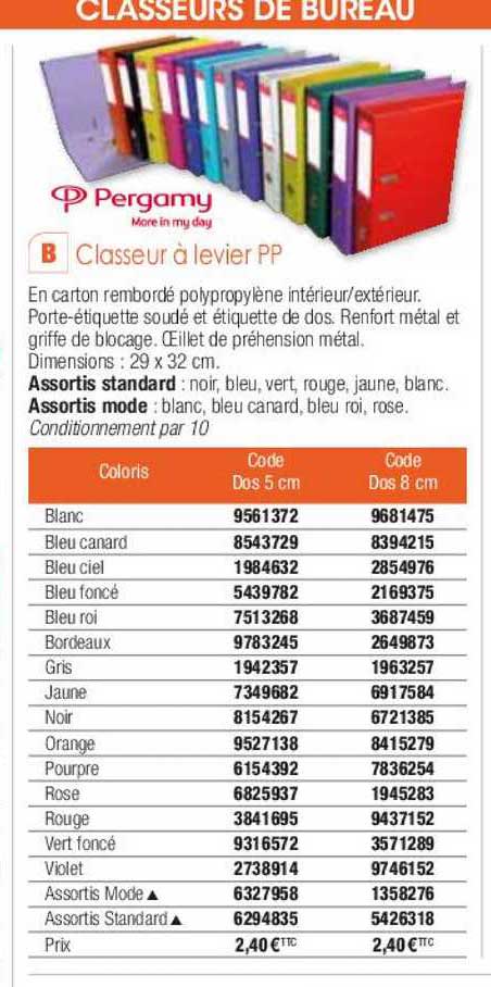 Classeur à Levier Pp