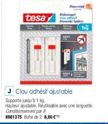clou adhésif ajustable