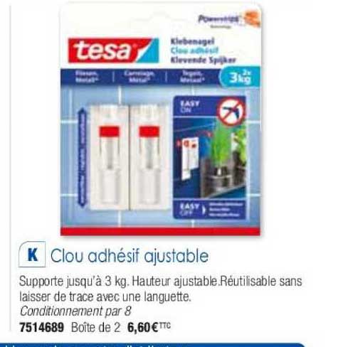 clou adhésif ajustable