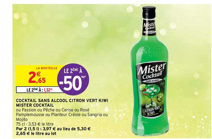 cocktail sans alcool citron vert kiwi mister cocktail