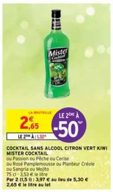 cocktail sans alcool citron vert kiwi mister cocktail
