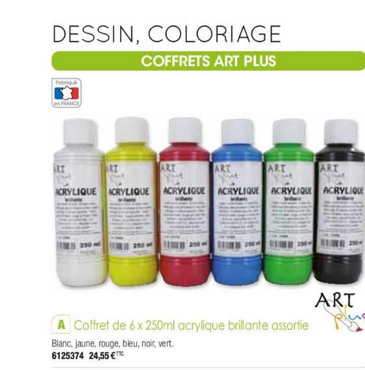 coffret de 6 x 250 ml acrylique brillante assortie