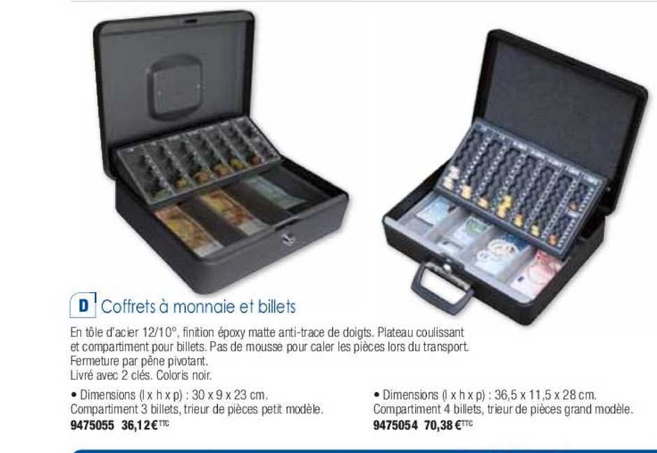 coffrets à monnaie et billet