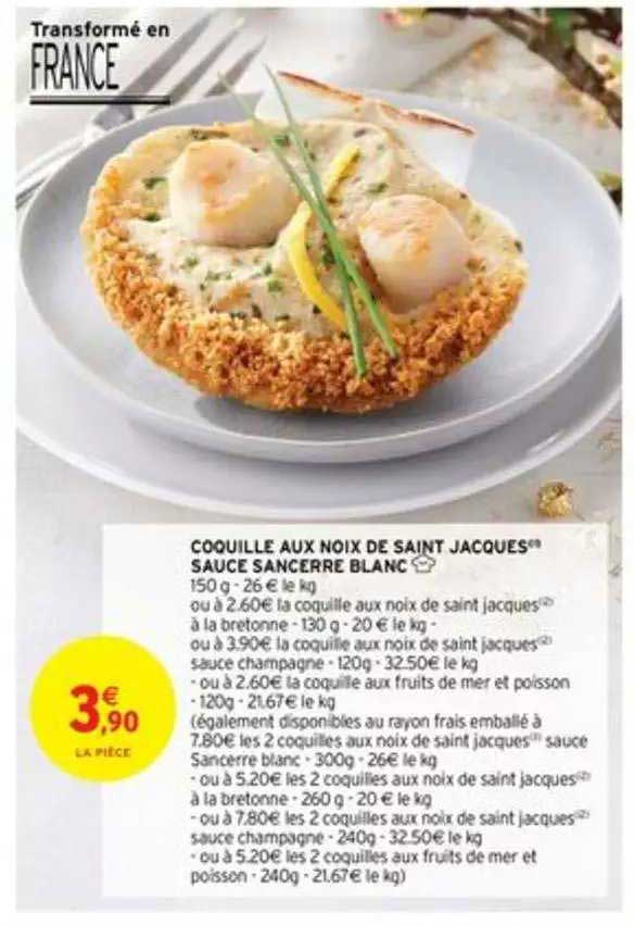 coquille aux noix de saint jacques sauce sancerre blanc