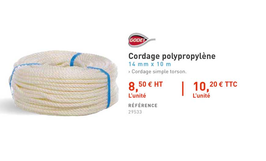 cordage polypropylène godet