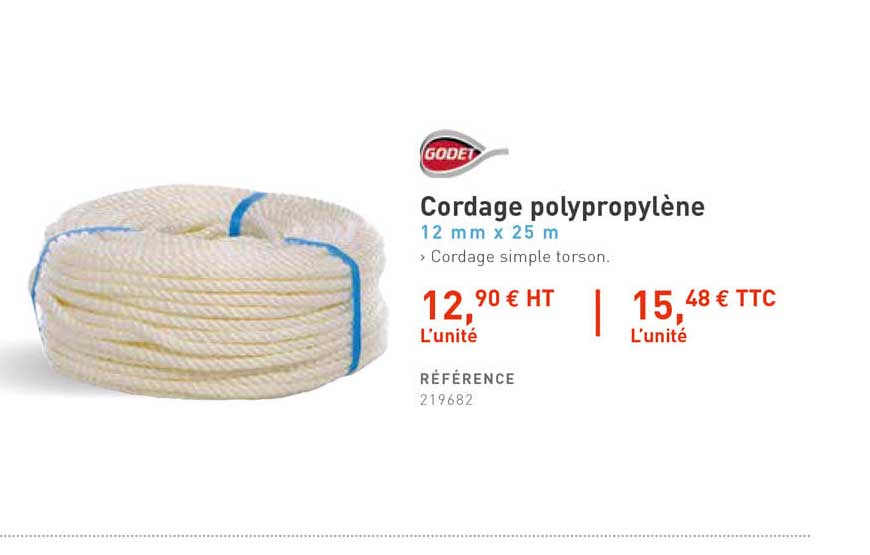 cordage polypropylène godet