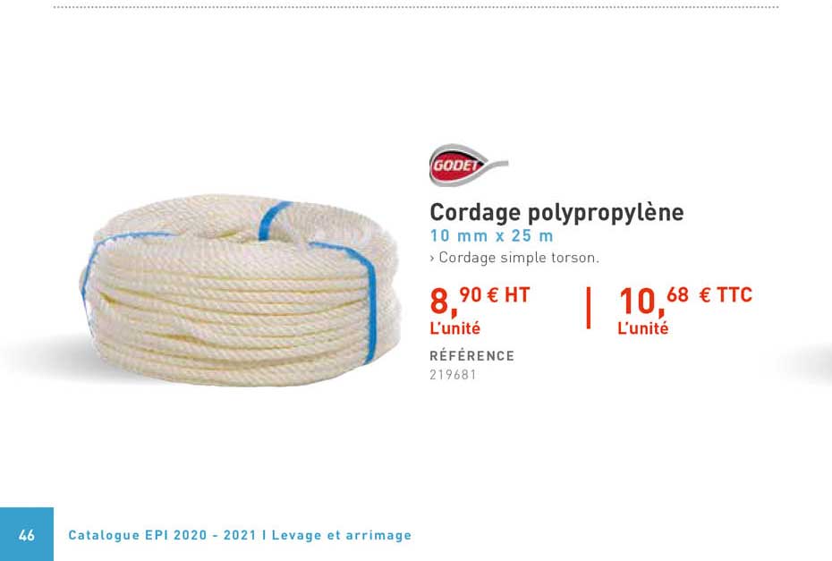 cordage polypropylène godet