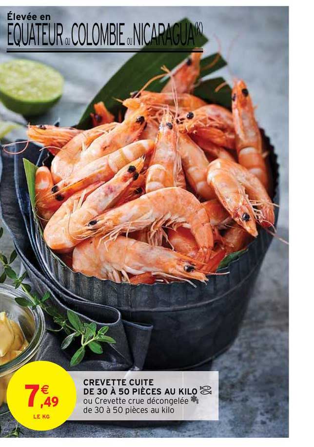 crevette cuite de 30 à 50 pièces au kilo