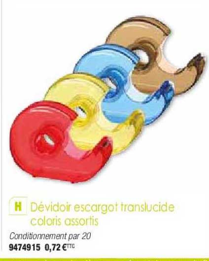 dévidoir escargot translucide coloris assortis