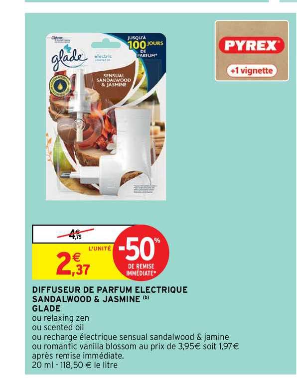 diffuseur de parfum électrique sandalwood & jasmine glade