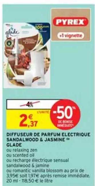 diffuseur de parfum électrique sandalwood & jasmine glade