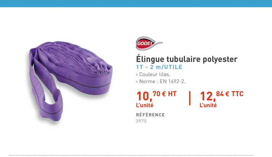 élingue tubulaire polyester godet