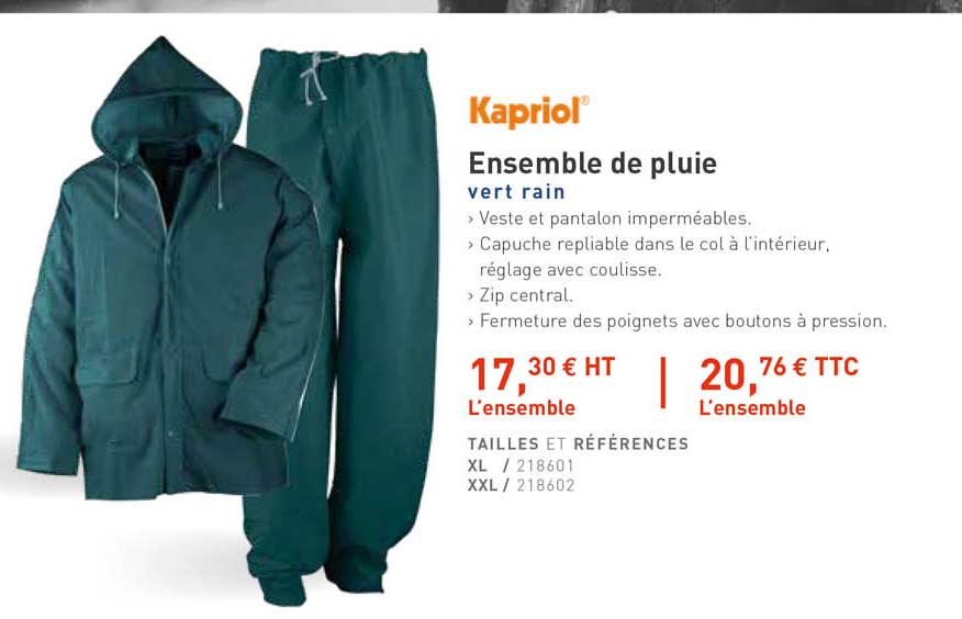 ensemble de pluie vert rain kapriol