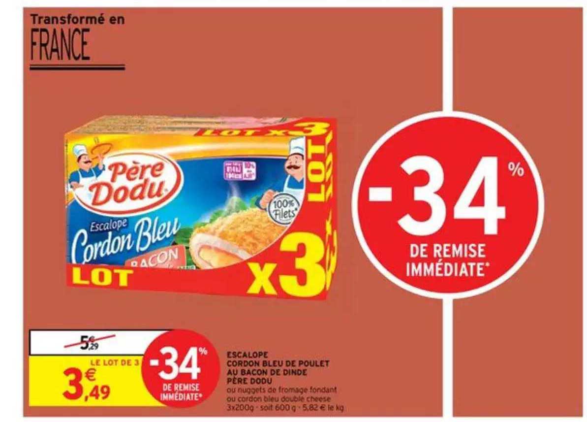 escalope cordon bleu de poulet au bacon de dinde père dodu