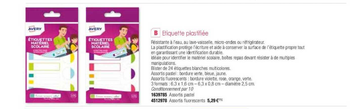 étiquette plastifiée avery
