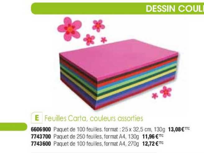 feuilles carta couleurs assorties